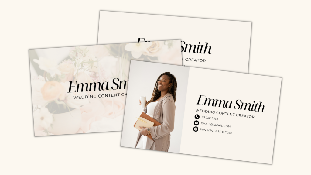 Example of Templates for Wedding Content Creator Business Cards
