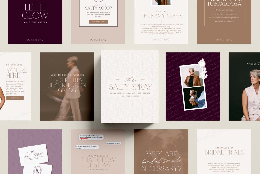 Mobile spray tan artist social media posts mock-up made by a social media Canva designer