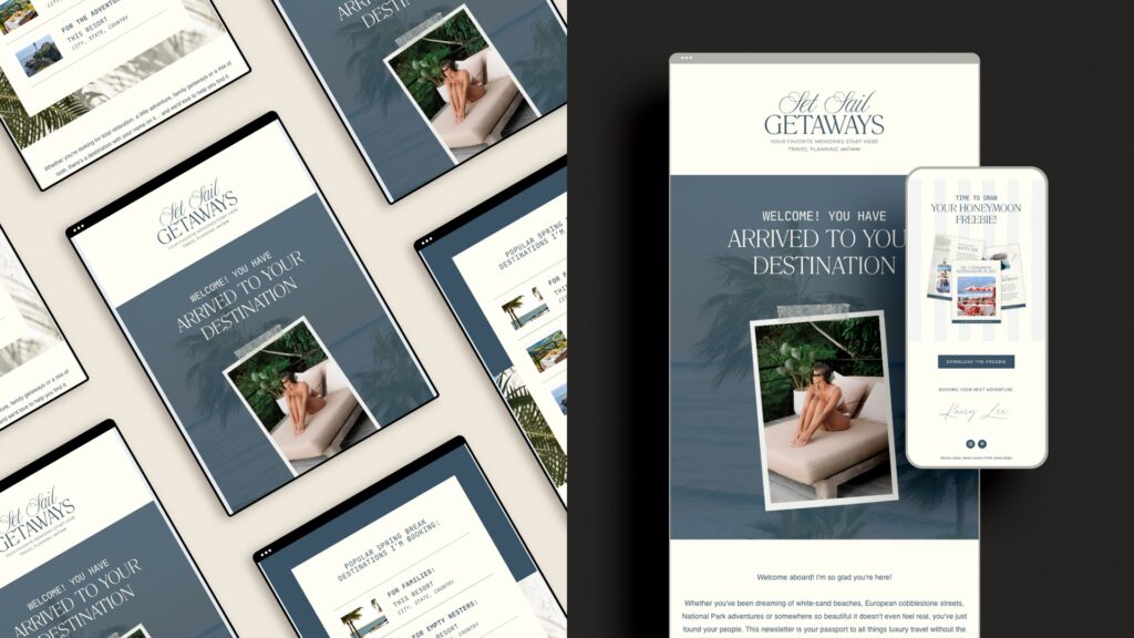 Luxury travel advisor email design mock-ups